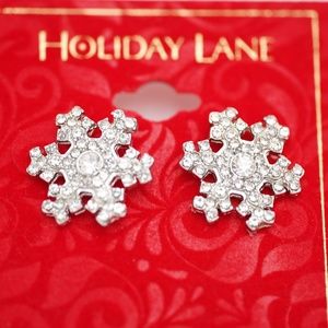 Holiday Lane Snowflake Earrings Silver Tone New